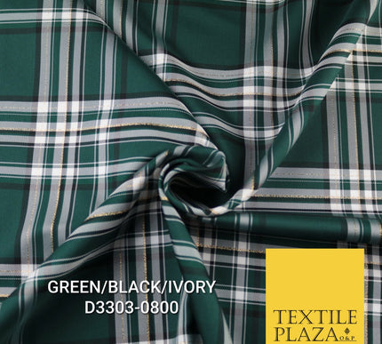 Tartan Scottish Plaid Check Christmas Festive Poly Viscose Fabric 57" Wide