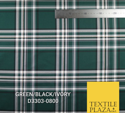 Tartan Scottish Plaid Check Christmas Festive Poly Viscose Fabric 57" Wide