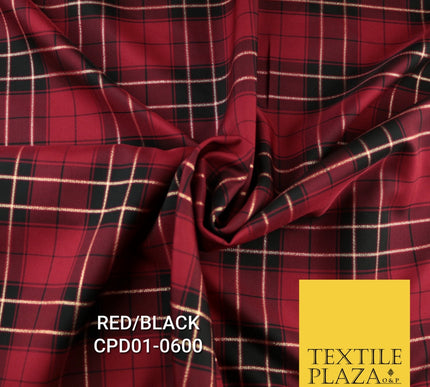 Tartan Scottish Plaid Check Christmas Festive Poly Viscose Fabric 57" Wide