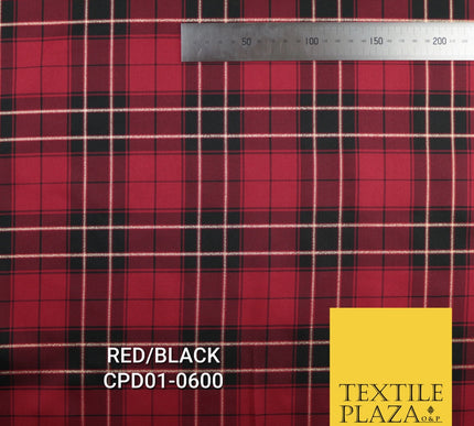 Tartan Scottish Plaid Check Christmas Festive Poly Viscose Fabric 57" Wide