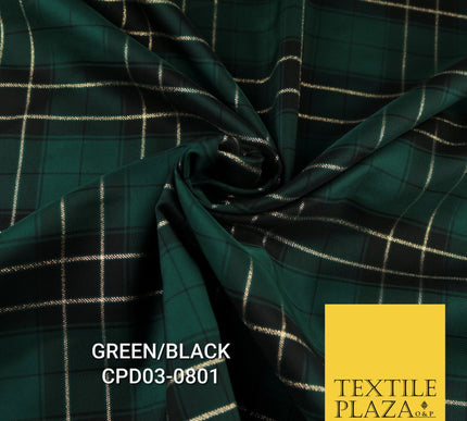 Tartan Scottish Plaid Check Christmas Festive Poly Viscose Fabric 57" Wide