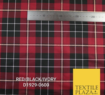 Tartan Scottish Plaid Check Christmas Festive Poly Viscose Fabric 57" Wide
