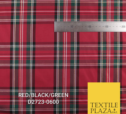Tartan Scottish Plaid Check Christmas Festive Poly Viscose Fabric 57" Wide