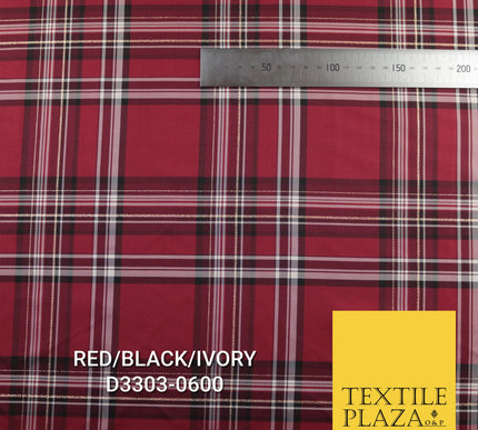 Tartan Scottish Plaid Check Christmas Festive Poly Viscose Fabric 57" Wide