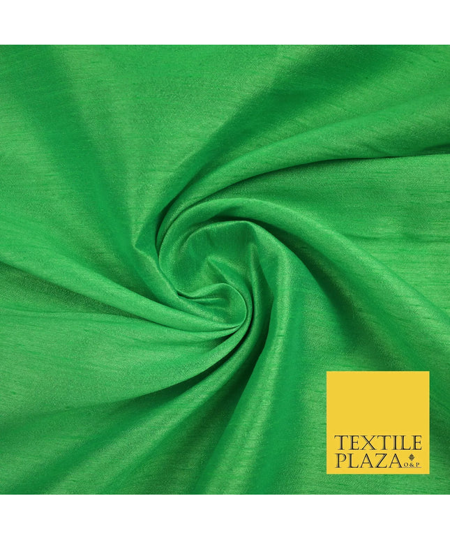 APPLE GREEN  Plain Dyed Faux Dupion Raw Silk 100% Polyester Dress Fabric 44" 6278
