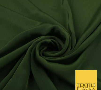 ARMY GREEN  Plain Dyed Silky French Crepe de Chine Fabric Material Dress 44" 9054