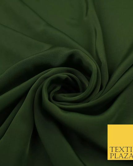 ARMY GREEN  Plain Dyed Silky French Crepe de Chine Fabric Material Dress 44" 9054