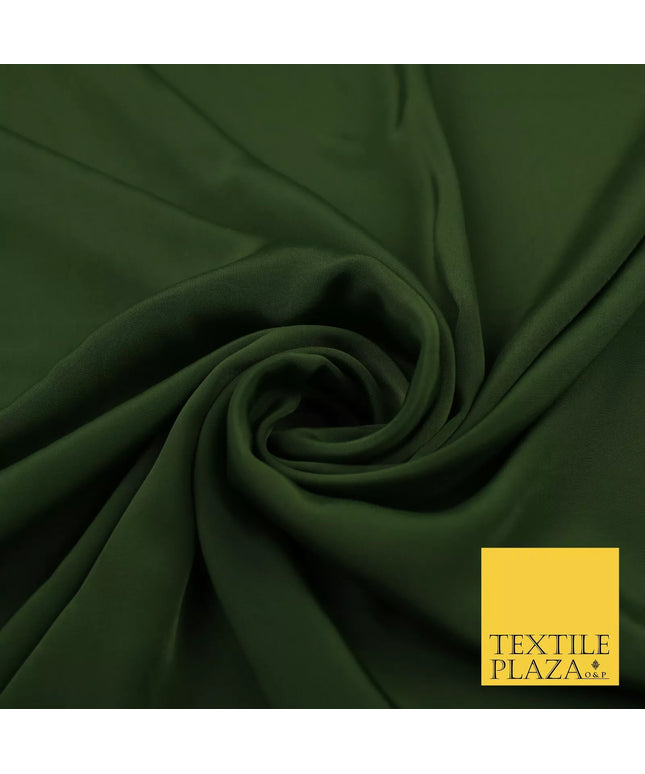 ARMY GREEN  Plain Dyed Silky French Crepe de Chine Fabric Material Dress 44" 9054