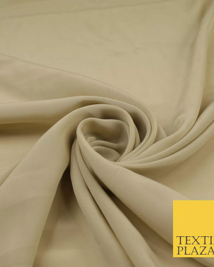 BEIGE Plain Dyed Silky French Crepe de Chine Fabric Material Dress 44" 9002