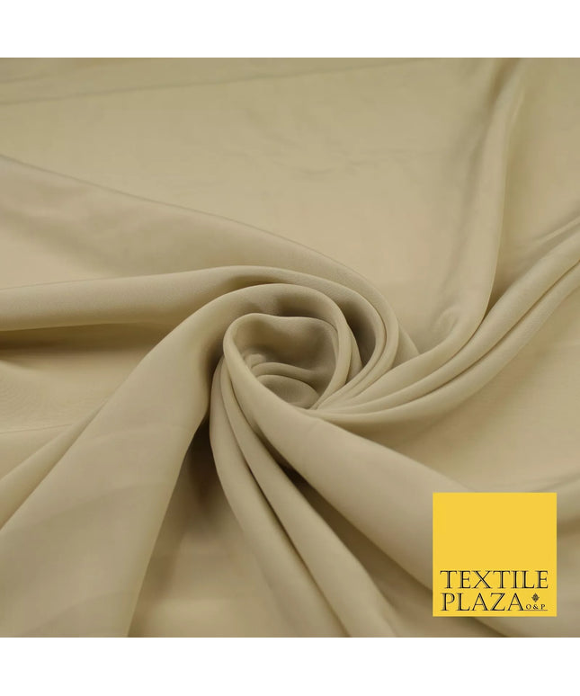 BEIGE Plain Dyed Silky French Crepe de Chine Fabric Material Dress 44" 9002