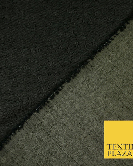 BLACK SHOT STONE Plain Dyed Faux Dupion Raw Silk Polyester Dress Fabric Material 6197