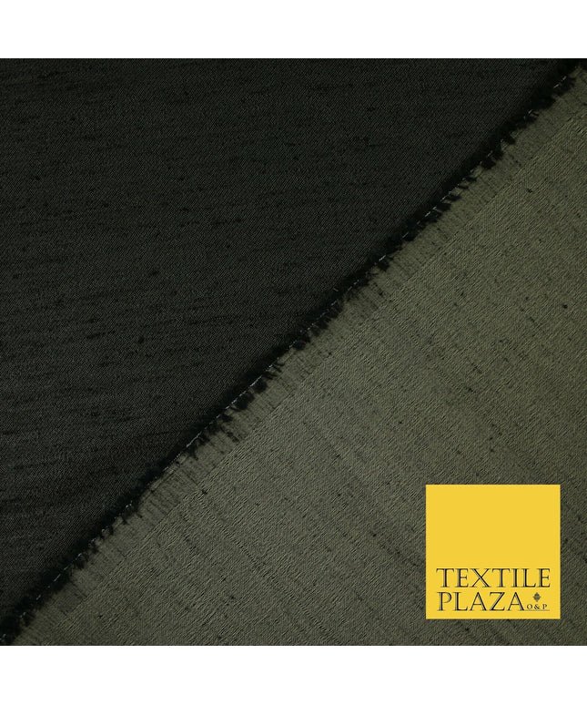 BLACK SHOT STONE Plain Dyed Faux Dupion Raw Silk Polyester Dress Fabric Material 6197