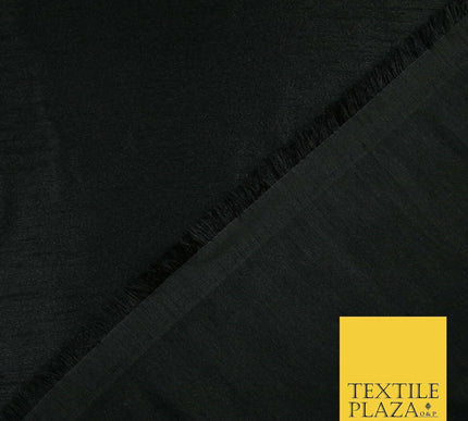 BLACK Plain Dyed Faux Dupion Raw Silk Polyester Dress Fabric Material 6196