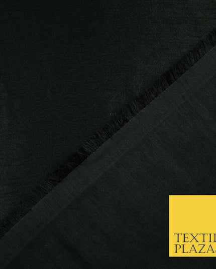 BLACK Plain Dyed Faux Dupion Raw Silk Polyester Dress Fabric Material 6196