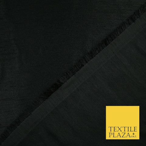 BLACK Plain Dyed Faux Dupion Raw Silk Polyester Dress Fabric Material 6196