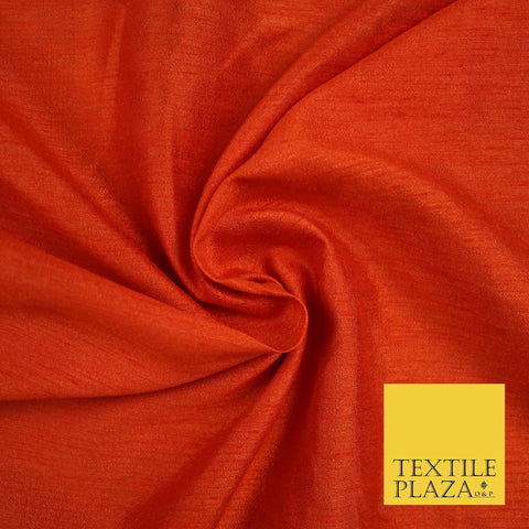 BLOOD ORANGE Plain Dyed Faux Dupion Raw Silk 100% Polyester Dress Fabric 44" 6262