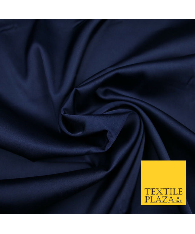 NAVY BLUE Fine Silky Smooth Liquid Sateen Satin Dress Fabric Drape Lining Material 6986