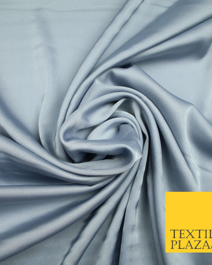LIGHT BLUE GREY Fine Silky Smooth Liquid Sateen Satin Dress Fabric Drape Lining Material 6990