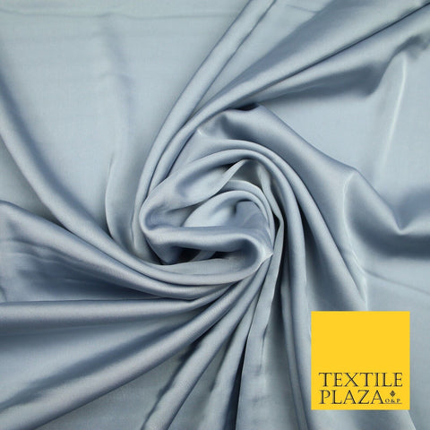 LIGHT BLUE GREY Fine Silky Smooth Liquid Sateen Satin Dress Fabric Drape Lining Material 6990