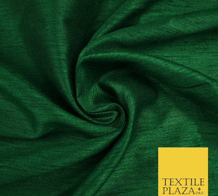 BOTTLE GREEN  Plain Dyed Faux Dupion Raw Silk 100% Polyester Dress Fabric 44" 6281