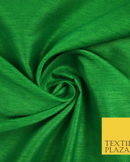 BRIGHT GREEN Plain Dyed Faux Dupion Raw Silk 100% Polyester Dress Fabric 44" 6279