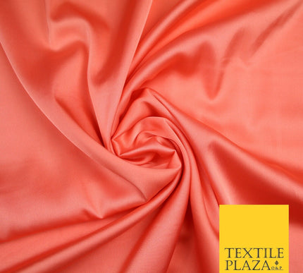 BRIGHT PEACH  Fine Silky Smooth Liquid Sateen Satin Dress Fabric Drape Lining Material 7037