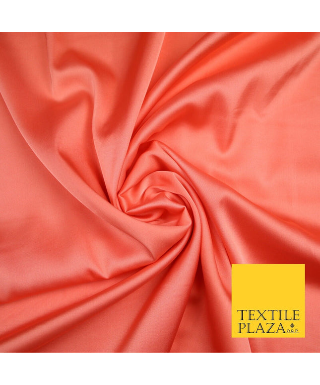 BRIGHT PEACH  Fine Silky Smooth Liquid Sateen Satin Dress Fabric Drape Lining Material 7037