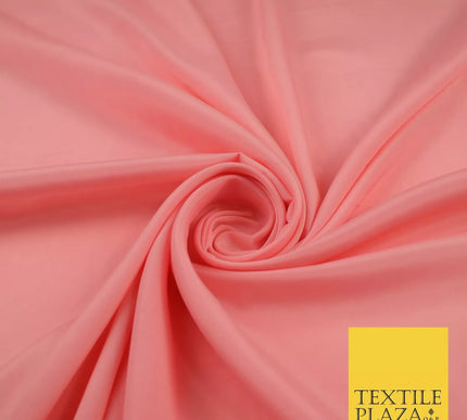 BRIGHT PEACH PINK Plain Dyed Silky French Crepe de Chine Fabric Material Dress 44" 9021