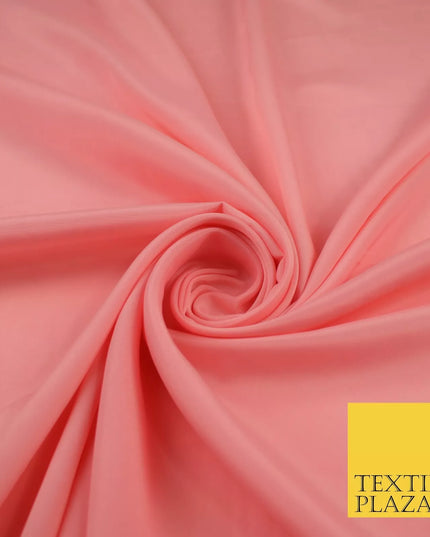 BRIGHT PEACH PINK Plain Dyed Silky French Crepe de Chine Fabric Material Dress 44" 9021