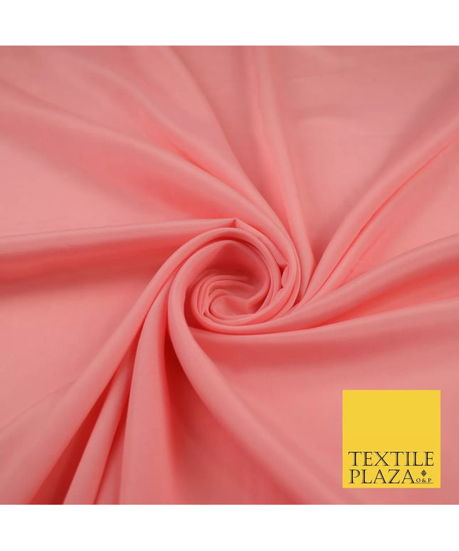 BRIGHT PEACH PINK Plain Dyed Silky French Crepe de Chine Fabric Material Dress 44" 9021
