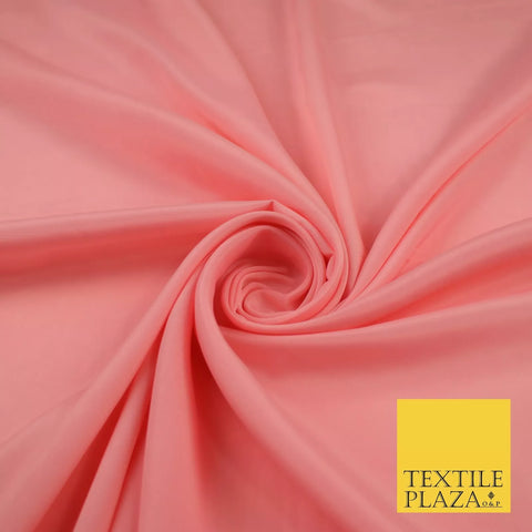 BRIGHT PEACH PINK Plain Dyed Silky French Crepe de Chine Fabric Material Dress 44" 9021