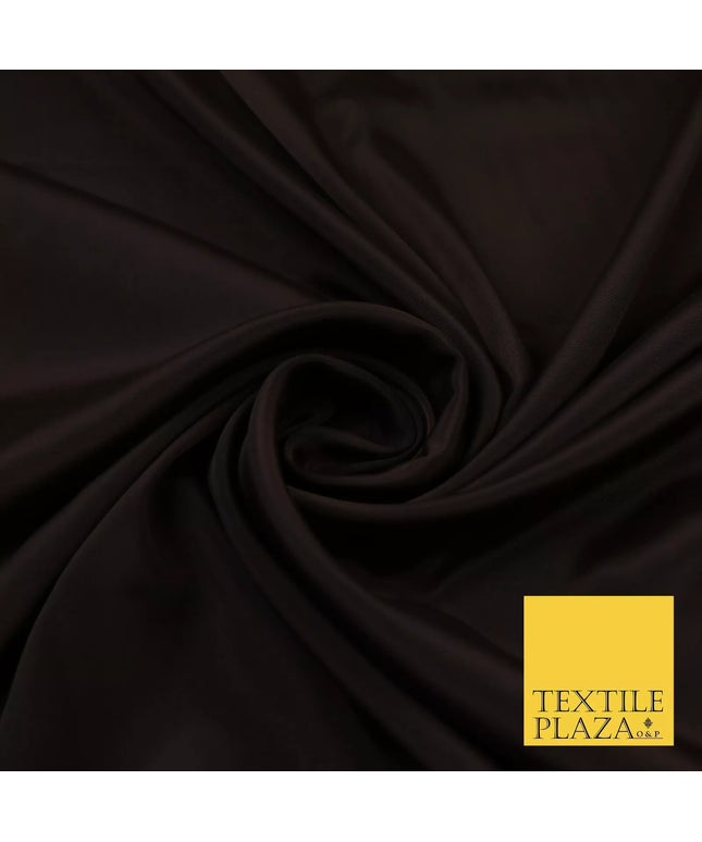 BROWN Plain Dyed Silky French Crepe de Chine Fabric Material Dress 44" 9042