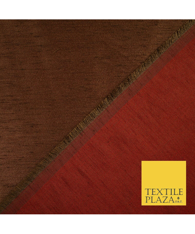 BROWN SHOT MAROON Plain Dyed Faux Dupion Raw Silk Polyester Dress Fabric Material 6200