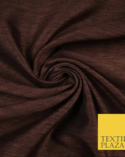 BROWN Plain Dyed Faux Dupion Raw Silk 100% Polyester Dress Fabric 44" 6296