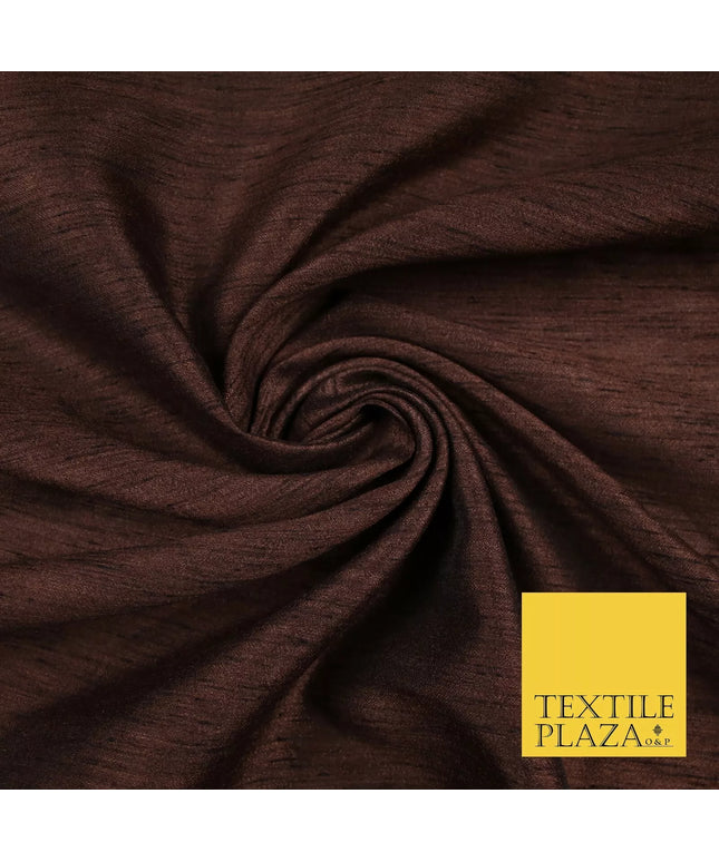 BROWN Plain Dyed Faux Dupion Raw Silk 100% Polyester Dress Fabric 44" 6296