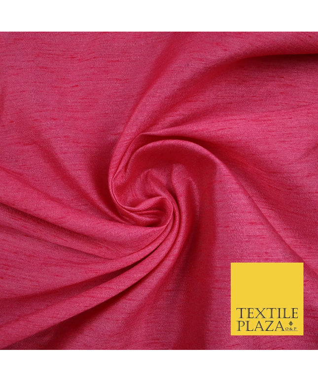 BUBBLEGUM PINK Plain Dyed Faux Dupion Raw Silk 100% Polyester Dress Fabric 44" 6275