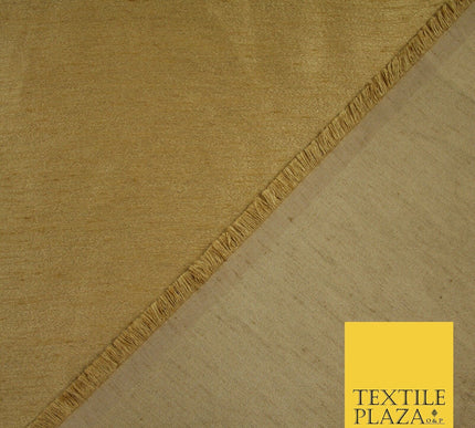 CAMEL GOLD Plain Dyed Faux Dupion Raw Silk Polyester Dress Fabric Material 6204