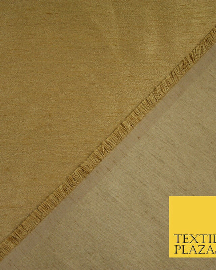 CAMEL GOLD Plain Dyed Faux Dupion Raw Silk Polyester Dress Fabric Material 6204