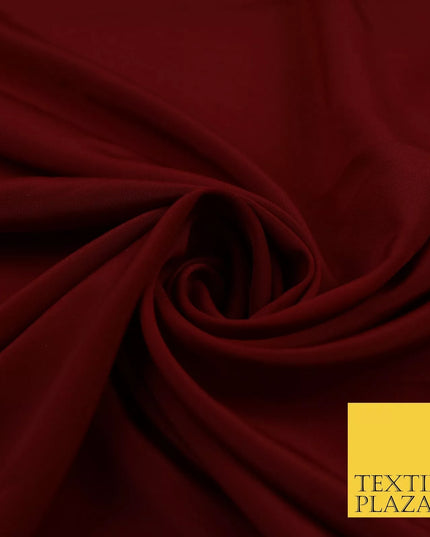 CHERRY MAROON Plain Dyed Silky French Crepe de Chine Fabric Material Dress 44" 9046