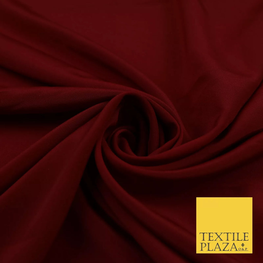 CHERRY MAROON Plain Dyed Silky French Crepe de Chine Fabric Material Dress 44" 9046