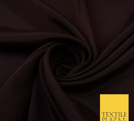 CHOCOLATE BROWN Plain Dyed Silky French Crepe de Chine Fabric Material Dress 44" 9043