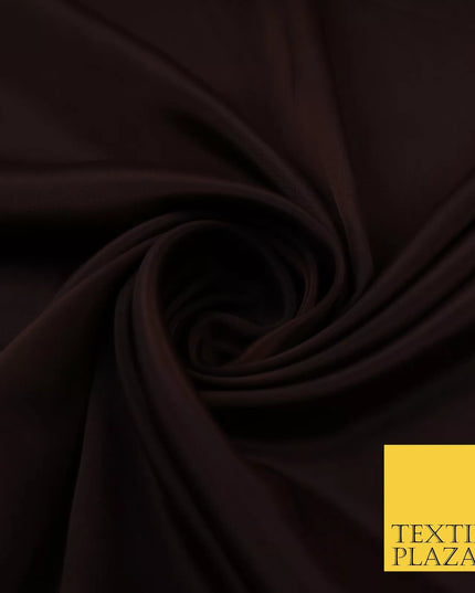 CHOCOLATE BROWN Plain Dyed Silky French Crepe de Chine Fabric Material Dress 44" 9043