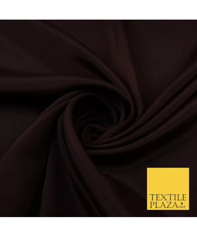 CHOCOLATE BROWN Plain Dyed Silky French Crepe de Chine Fabric Material Dress 44" 9043