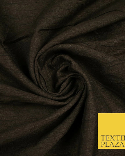 DARK BROWN Plain Dyed Faux Dupion Raw Silk 100% Polyester Dress Fabric 44" 6295