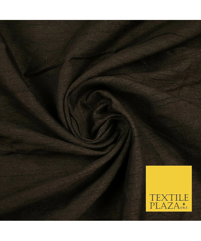 DARK BROWN Plain Dyed Faux Dupion Raw Silk 100% Polyester Dress Fabric 44" 6295
