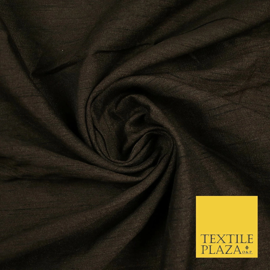 DARK BROWN Plain Dyed Faux Dupion Raw Silk 100% Polyester Dress Fabric 44" 6295
