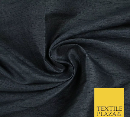 DARK CHARCOAL GREY Plain Dyed Faux Dupion Raw Silk 100% Polyester Dress Fabric 44" 6247