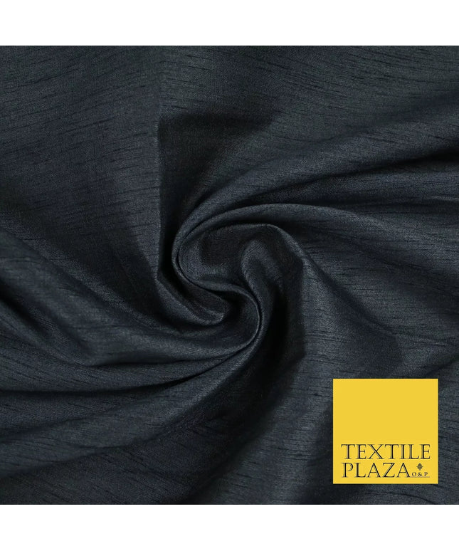 DARK CHARCOAL GREY Plain Dyed Faux Dupion Raw Silk 100% Polyester Dress Fabric 44" 6247