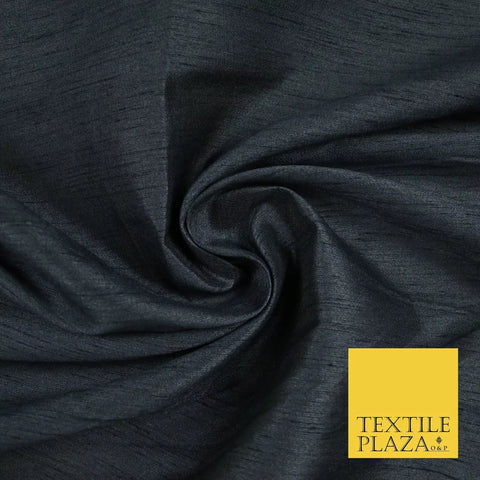 DARK CHARCOAL GREY Plain Dyed Faux Dupion Raw Silk 100% Polyester Dress Fabric 44" 6247