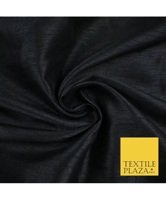 DARK NAVY BLUE Plain Dyed Faux Dupion Raw Silk 100% Polyester Dress Fabric 44" 6245